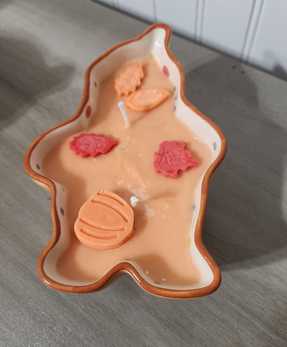 Apple Cinnamon Soy Candle in a Ceramic Fun Dish - Picture 3 of 3